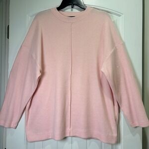 F&F Knit Sweater Womens L Pink Oversized Seam‎ Detail Crew Neck